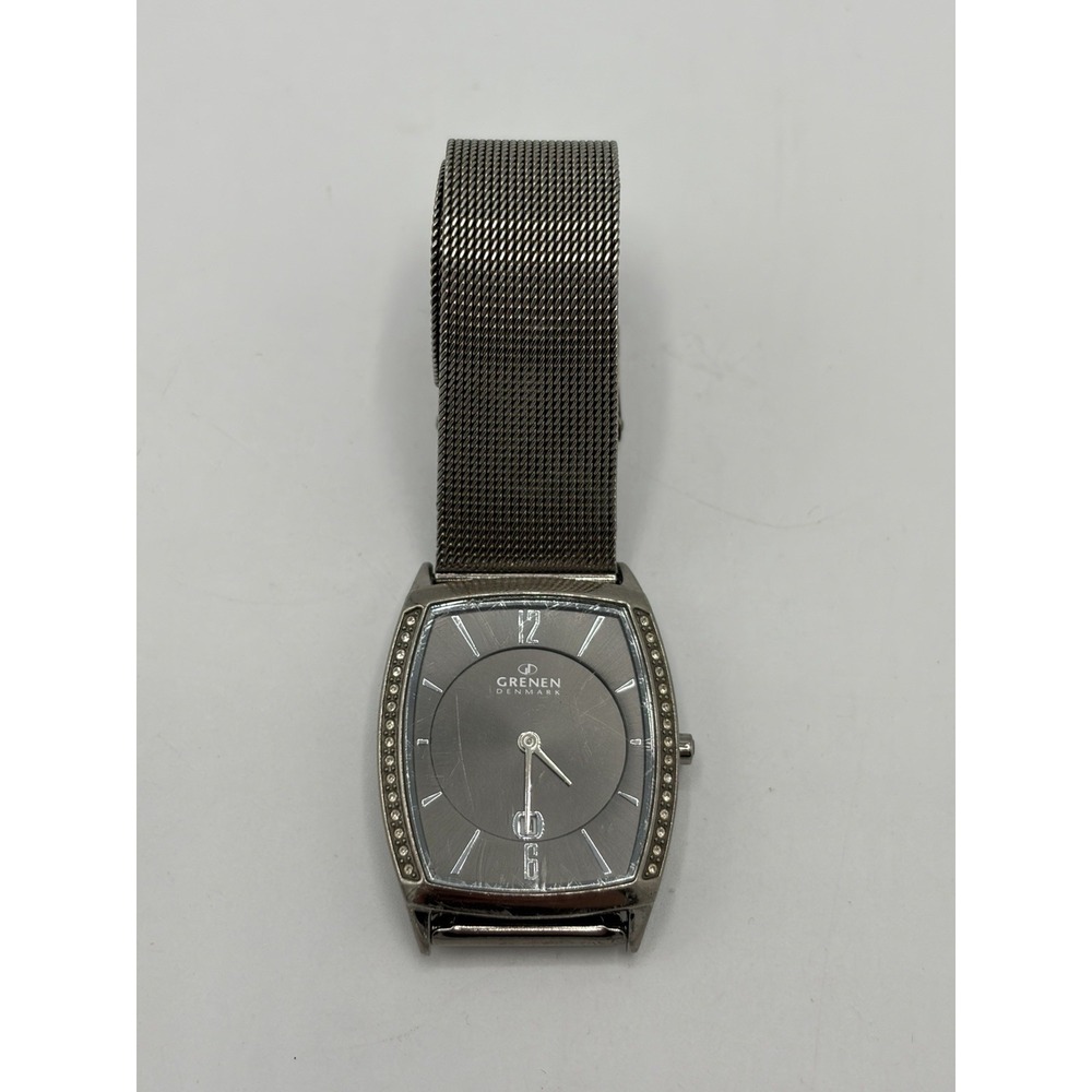 Skagen Grenen Tank Watch Men 29mm Silver Dial Black Tone Date Rectangle Circle